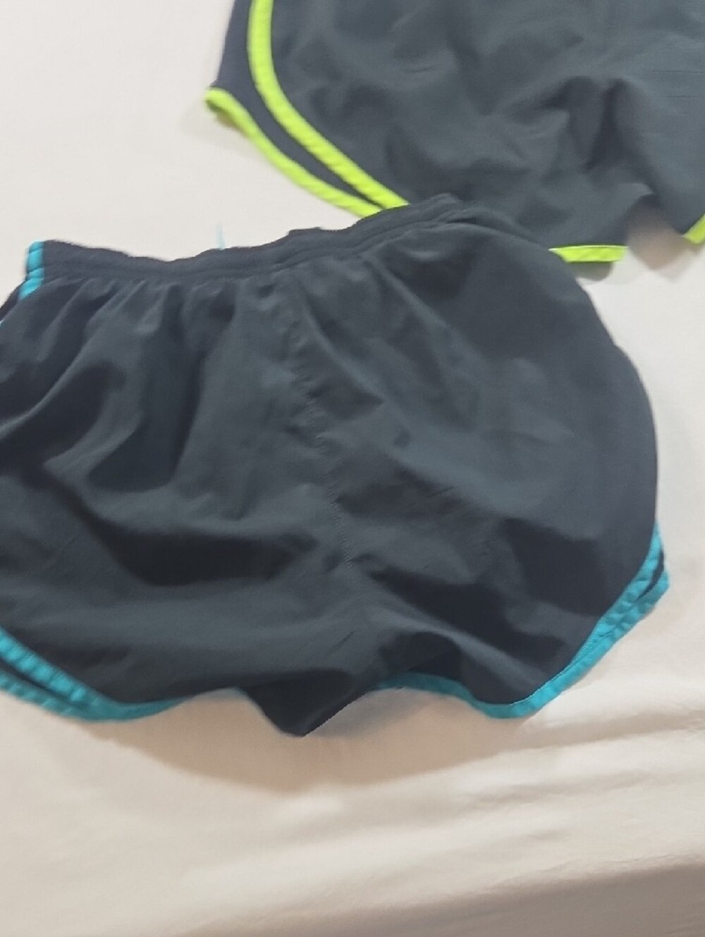 Bundle Nike Women's Black Athletic Shorts with Teal and Neon Yellow Trim - Picture 8 of 8